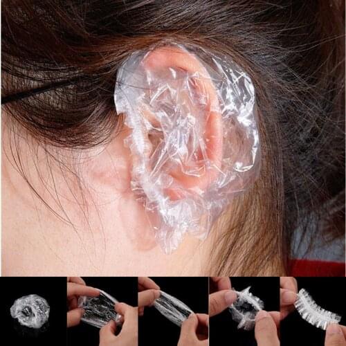 Hot Sale 100pcs Disposable Waterproof Transparent Ear Cover Bath Shower Salon Ear Protector Household Hair Dyeing Earmuffs