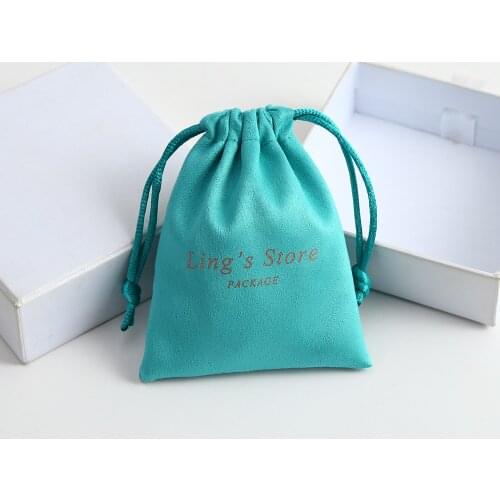 100 Customized Logo Jewelry Packaging Display Velvet Drawstring Pouch Green Gift Bag Chic Wedding Favor Bag Personalized Pouches