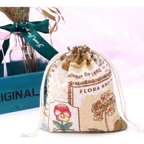 14*16cm 5 pcs Cotton Linen Gift Bag Jewelry Packaging display Drawstring Pouch Cosmetic Party Product Bead Bag Sachet Sack