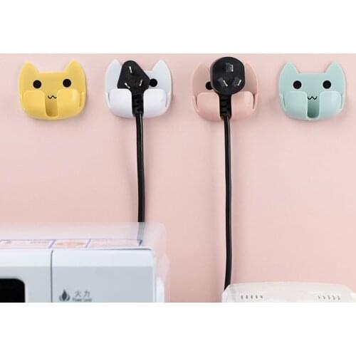 2pcs Cartoon Power Cord Storage Rack Strong Adhesive Hook Multi-Purpose Hook Organizer Key Rack Hook