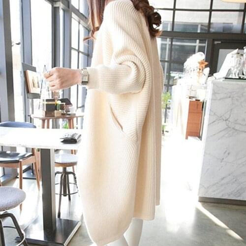 2021 Casual Long Cardigan Women Sweaters New Autumn Winter Knitted Sweater Bat Sleeve Plus Size Jacket Loose Outwear Female Tops