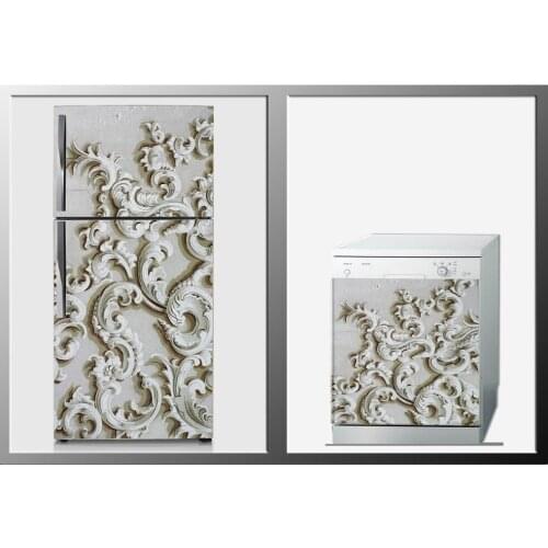 3D Fridge Sticker Embossed Flower Refrigerator Dishwasher Door Cover Kitchen Home Decoration Accessories Modern 3d Wall Stickers