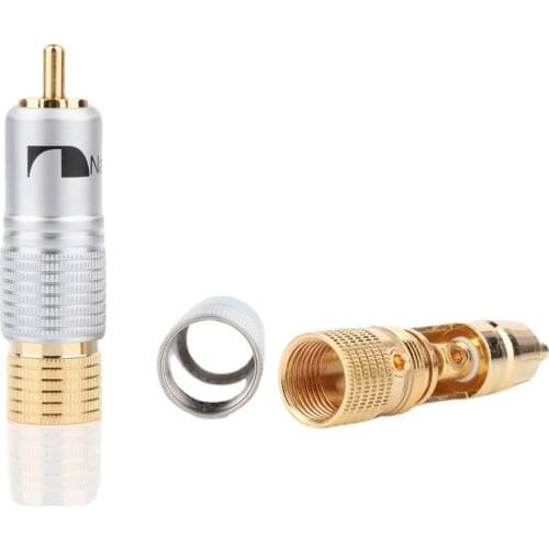 4Pcs 24K Glod Plated RCA Plug HiFi Audio Cable Connector Adapter