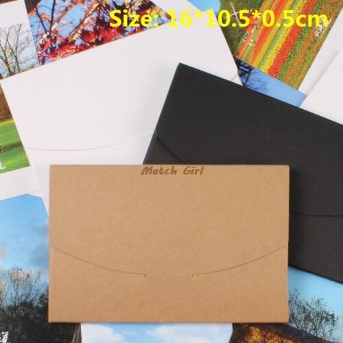 50pcs/lot-16*10.5*0.5cm Blank Black White Kraft Paper Envelope Postcards Greeting Card Cover Photo Packaging Boxes