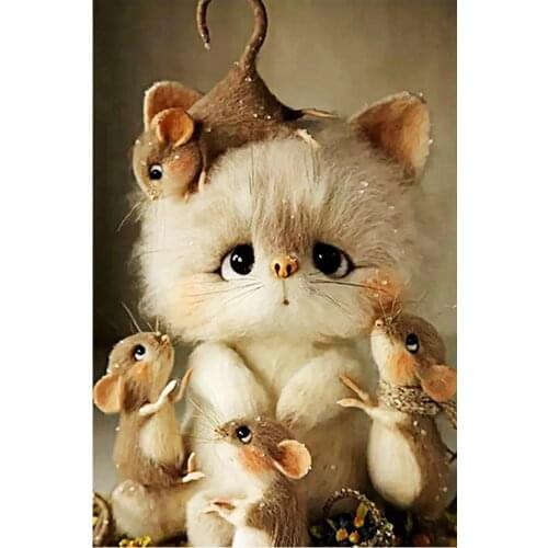 Cat and mouse DIY diamond painting cartoon full diamond embroidery cross stitch rhinestone Mosaic painter home decoration