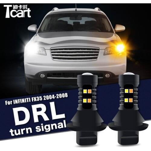 Car accessories For Infiniti FX35 FX45 (S50) 2003-2008 2PCS Led Daytime Running Light turn drl 2in1