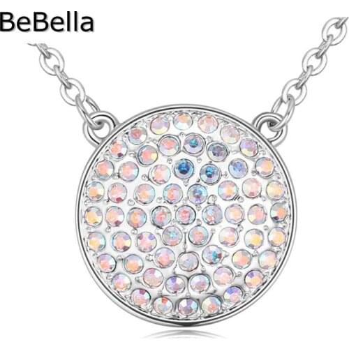 BeBella 4 colors Trendy Round crystal pendant necklace for women&girls made with Czech crystal for women gift