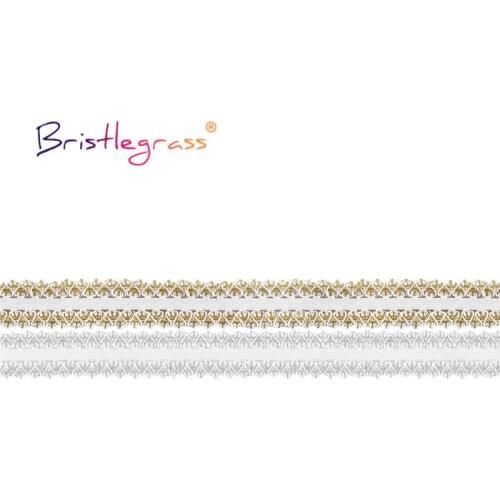 BRISTLEGRASS Combo 4 Yard 1" 25mm Glitter Picot Crown Frilly Decorative Lace Trim Elastic Spandex Band Tape Lingerie Tutu Sewing