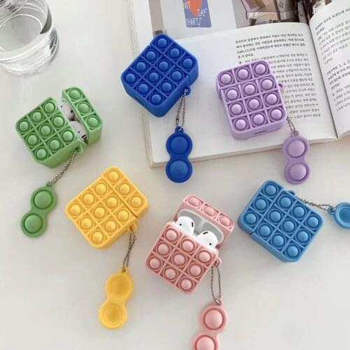 Reliver Stress Fidget Toys Push It Bubble Case for Airpods 2 1 Wireless Headphone Earphone Case Cover For Airpods Pro 3 Coque