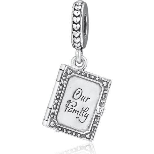 CKK Fit Pandora Bracelets Family Book Charms 925 Original Sterling Silver Charm Beads for Jewelry Making Bead