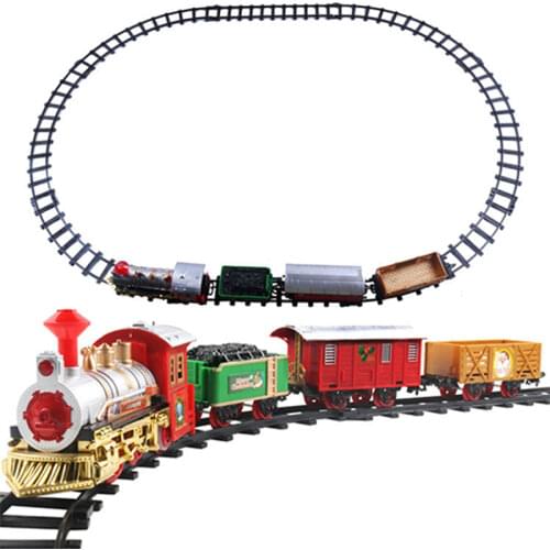 Kids Christmas Toy Gift Xmas Train Set Railway Track Toys Xmas Train Gift for Children New Year Party Christmas Tree Decor Train