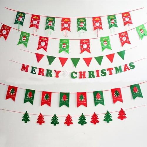 Garland Christmas Banners Santa Claus Banner Snowman Elk Flag Xmas Trees Banners Decor 2022 Merry Christmas Decor for Home