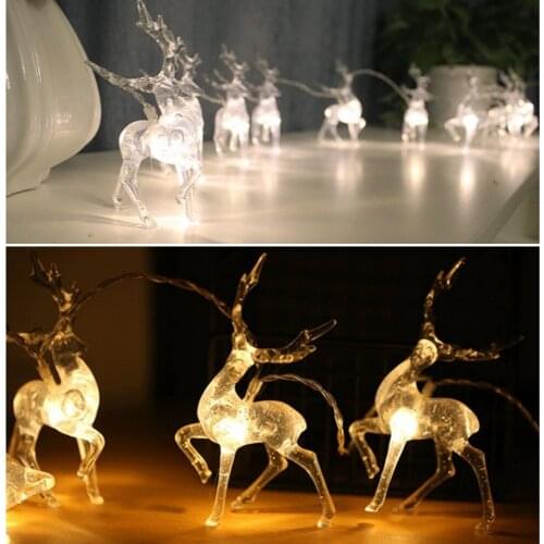 Garland Reindeer LED String Light 10LED 20LED Battery Operated Indoor Festivals Party Decor Xmas Lamp Holiday Lights