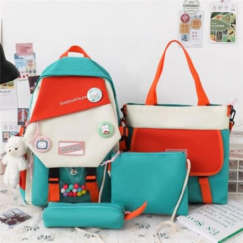 4Pcs/set Canvas School Bags for Teenage Girls Large Capacity Laptop Backpacks Women Bookbags College Travel Backpack Female 50