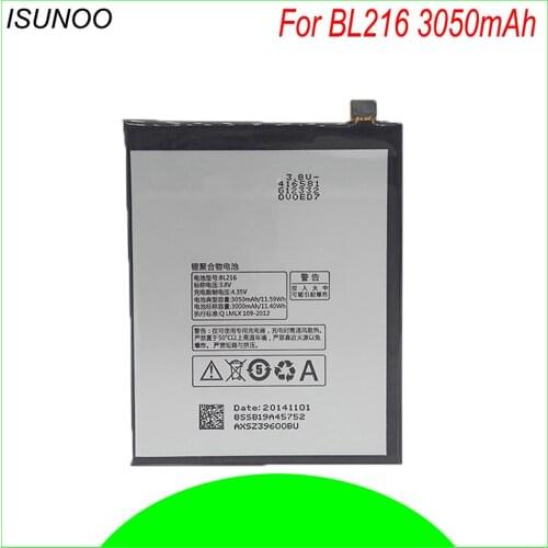 ISUNOO 3050mAh K910 Battery 100% Original New BL216 Battery for Lenovo VIBE Z K910 K910e phone battery