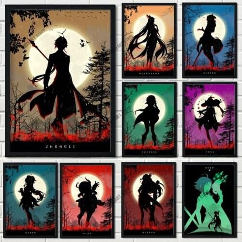 Canvas Painting Genshin Impact Anime Wall Art Nordic Room Decor Posters and Prints Pictures for Living Kids Home Decoration