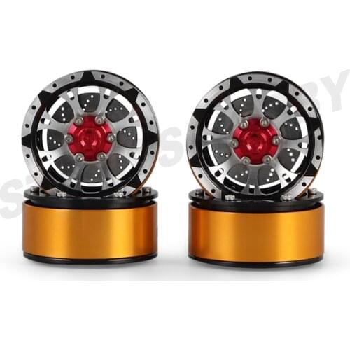 2PCS/4PCS 1.7 inch Aluminum Alloy Beadlock Wheels with Brake Disc for 1/10 RC Crawler Axial SCX10 Traxxas TRX4 CapraRC4WD TF2