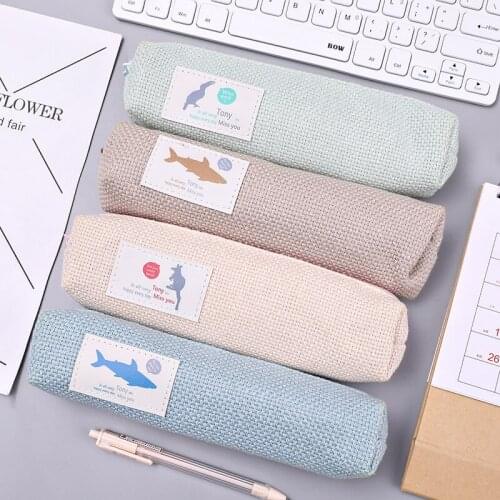 Cute Portable Large Capacity Stationery Bag Multifunctional Pencil Case Simple Creative Cotton Linen Schools & Offices Hemp Rope