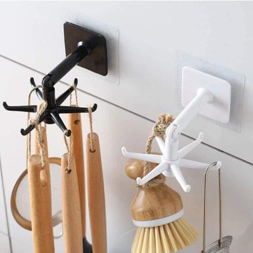 Punch-free Multifunction Hooks 360 Degree Rotatable Kitchen Hook Home Storage Accessories Wall Self Adhesive Hanging Racks