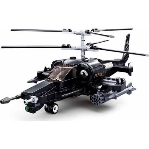 Military KA50 gunship Aerospace Industry Aircraft tank model Model Building Blocks Childrens Toys For Boys Sticker Gift Bricks