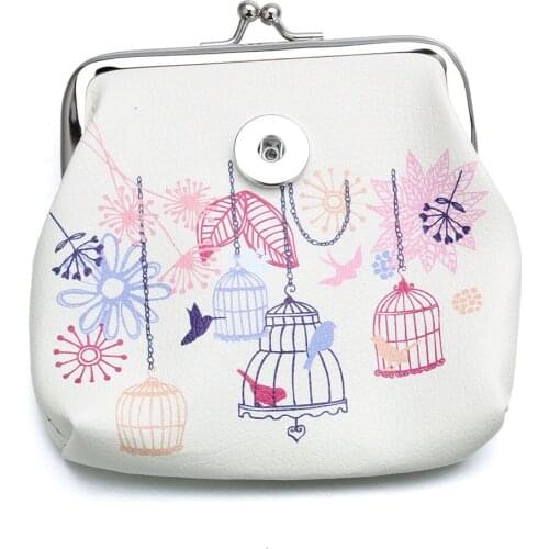 Fashion 18MM Button Snap Jewelry Bells Coin Purses Small PU Wallets Pouch Kids Girl Womens Money Bags Gift For Bracelet