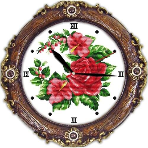 Blossom season(clock) cross stitch kit 14ct 11ct count print canvas wall clock stitching embroidery DIY handmade needlework