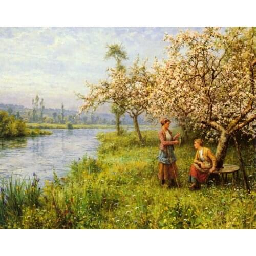 New River Fishing Woman Scenic Embroidery Crafts Needlework Arts 14CT Unprinted Cross Stitch Kits DIY Quality Handmade Decor