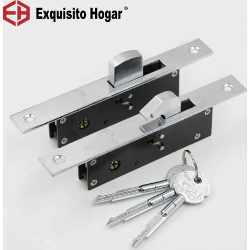 Room Hardware Safety Glass Door Hook Lock Core Lock Ground Move Door Invisible Wooden Door Lock With keys