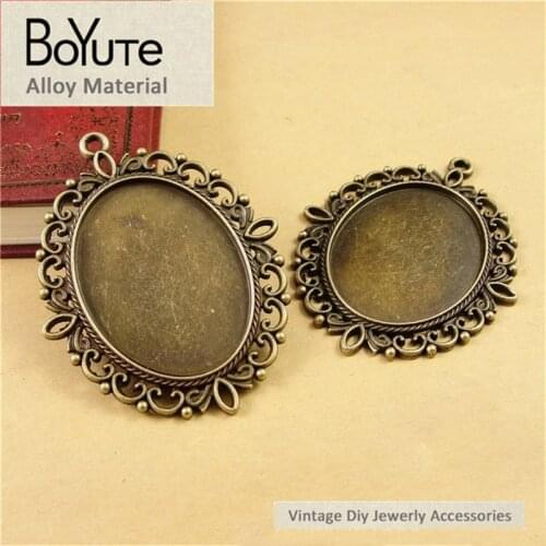 BoYuTe (20 Pieces/Lot) 40*30MM Antique Bronze Plated Metal Alloy Oval Cabochon Pendant Settings Jewelry Blank Charms