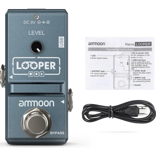 Ammoon AP-09 Loop Guitar Pedal Looper Electric Guitar Effect Pedal True Bypass Unlimited Overdubs 10 Minutes Recording