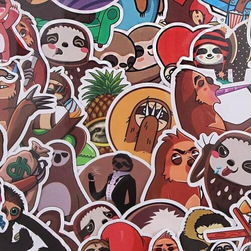 20Set BH1049 Blinghero 36pcs/set Cartoon Sloth Sticker Funny Animal Skateboard Laptop Guitar Waterproof Luggage Graffiti Sticker