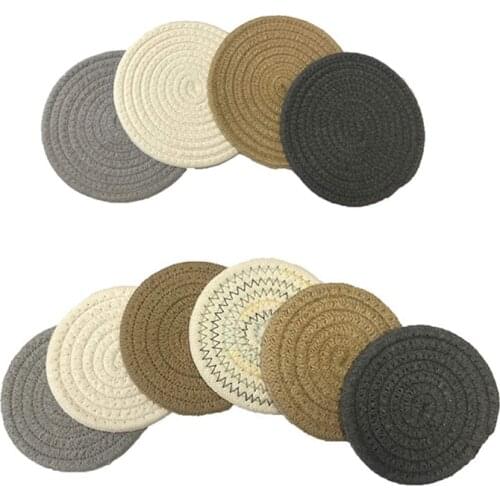 Pot Mat Trivets Hot Pot Holder Cotton Woven Coasters Round Placemats Heat Resistant Cup Mat Spoon Rest