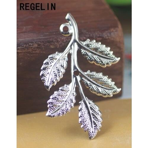 REGELIN Gold color/Silver Color Leaf Charms 20pcs 32X50mm for DIY Fashion Necklace Bracelet Wholesale Jewelry Findings