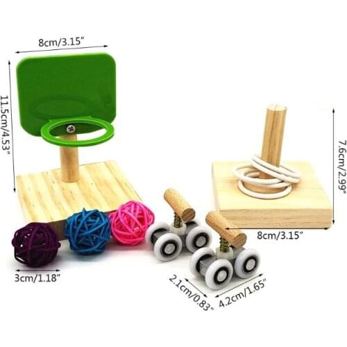Bird Chew Toys Parrot Basketball Hoop Prop Trick Tabletop Ring Mini Roller Skate