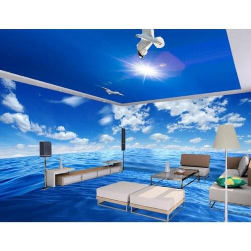 3D Flooring Seaview whole house Self adhesive Wallpaper For Living room Bathroom Swimming pool Waterproof 3D Floor tiles