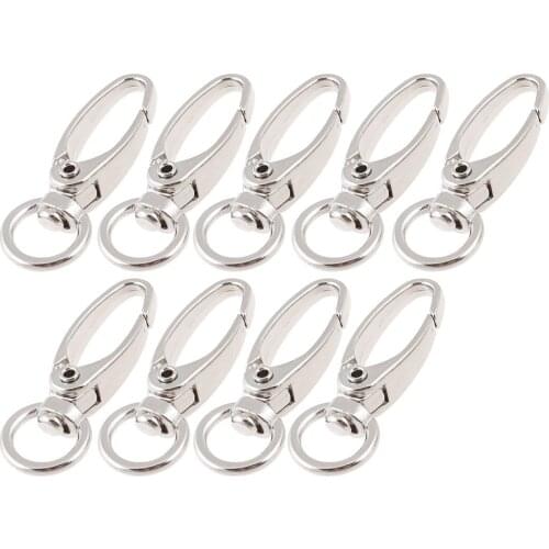Silver Tone D Swivel Trigger Hooks Key Ring Lobster Clasps 9 Pcs