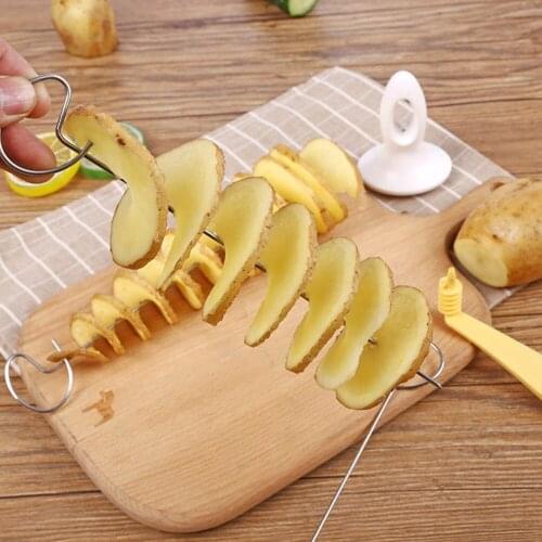 Potato Slicer Multifunctional Manual Rotate Stainless Steel Plastic Twisted Potato Slice Cutter Spiral DIY Potato Slicer Tool