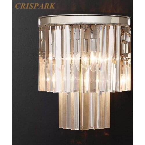 Crystal Modern Living Room Wall Sconce LED Nordic Crystal Mirror Bathroom Wall Lamp Art Deco Indoor Porch Light Fixture