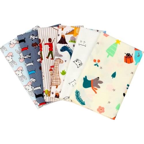IBOW 100% Pure Cotton Fabric Cartoon Animals Print DIY Sewing Materials Home Textiles Mask Making Crafts Supplies 40*50cm/pc