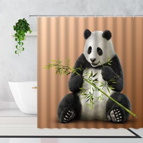 Cute Panda Waterproof Shower Curtains Black White Animal Childrens Bathroom Decoration Waterproof Bath Curtain Fabric Washable