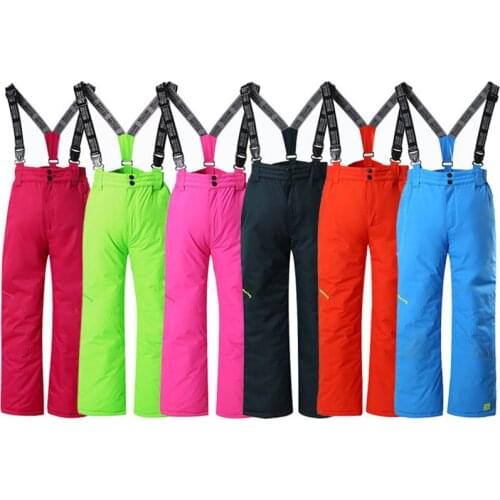 2021 Winter Childrens Ski Pants Girls Outdoor Snowboard Pants Boys Bib Pants Plus Velvet Warmth