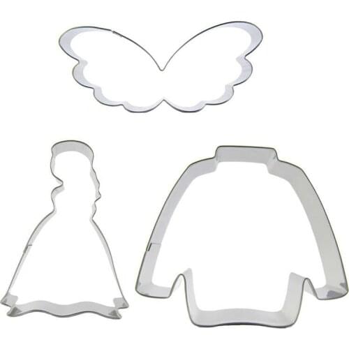 Cinderella, Wings, Long sleeve T-shirt shaped 3 piece biscuit cutting molds, baking tools, cake decorating soft candy tools