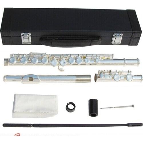 1 pcs flute 16 hole Closed & Open Hole C tone E key Silver Professional New #2Silver