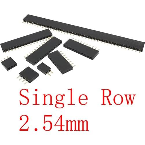 10PCS 2 Pin - 40Pin 2.54 mm Pitch Straight Single Row Female Socket PCB Board Pin Header Connector Strip for Arduino