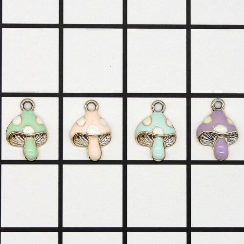 10pcs/lot Cute mushroom Enamel Charms Fashion Jewelry Accessories fit Bracelet Earring DIY Making Charms Gold color XL922