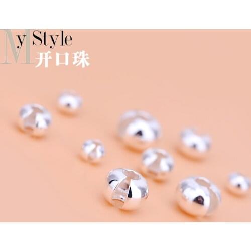 10PCS S925 pure silver open bead open bead buckle positioning bead crescent buckle buckle string bead accessories