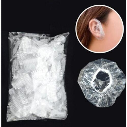 100 pcs Disposable Hairdressing Earmuffs Salon Clear Ear Cover Ear Protection Hair Dye Protect Cap Hair Color Styling Tool