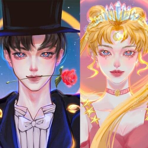 2021 5D DIY Moon Prince Princess Wallpaper Portrait Painting Full Diamond Square/Round Diamond Mosaic HD Custom Diamond Painting