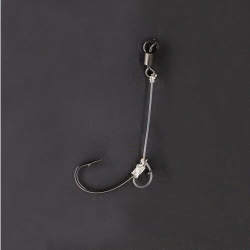 3PCS SIZE(2# 6# 8#) Carp Fishing Anti Tangle Sleeve Rubber Fishing Line Hooks With Black Rolling Swivel Fishing Accessories