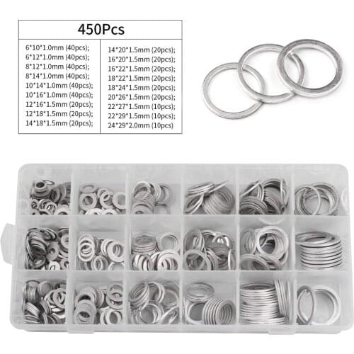 450pcs boxed car engine oil drain plug aluminum washer washer nut bolt sealing ring O-ring kit set